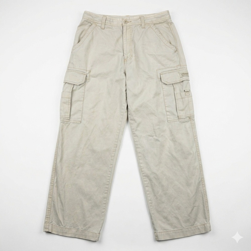 Unionbay Cargo Pants Men's 34x30 Beige Khaki Cotton Utility Workwear Y2K Baggy